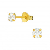Cercei din argint placat cu aur galben 18K cu pietre 4 mm DiAmanti DIA35332